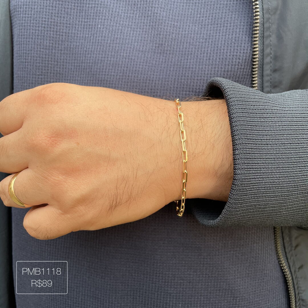 Pulseira Elo Cartier Média Lisa Dourada